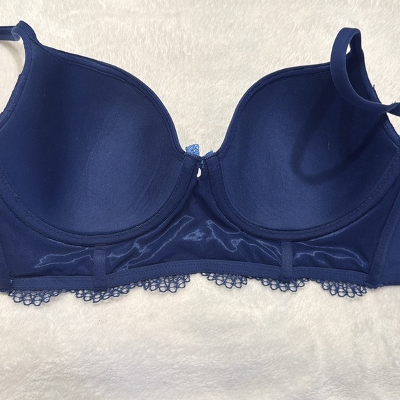 Victoria Secret Push Up Lace Bra 34DD Demi-Lined Navy Blue Women’s Adjustable - Picture 6 of 12